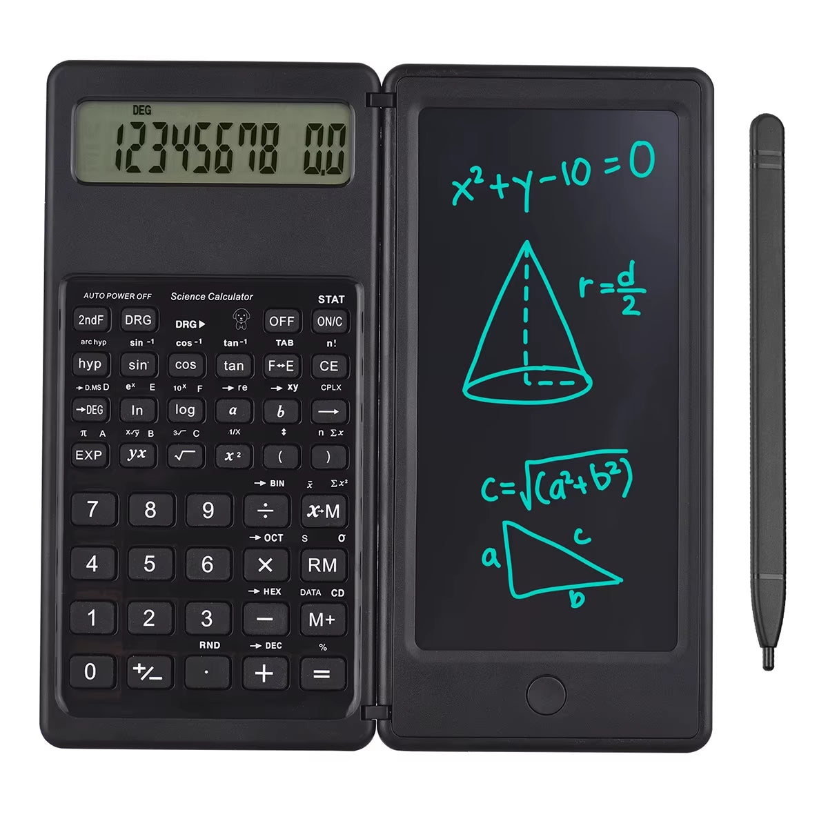 Scientific Calculator with Foldable LCD Writing Tablet 